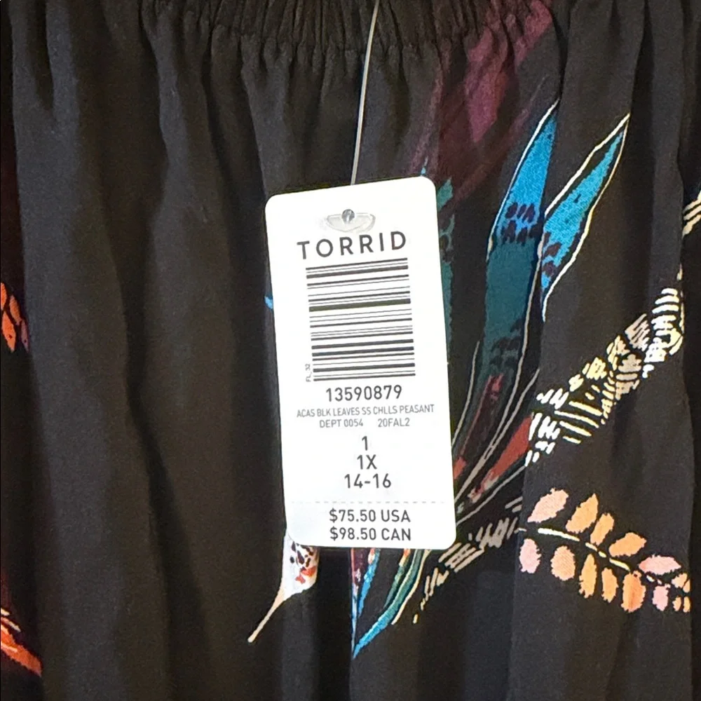 NWT Torrid Black Dress with Colorful Leaf Pattern - Picture 6 of 9